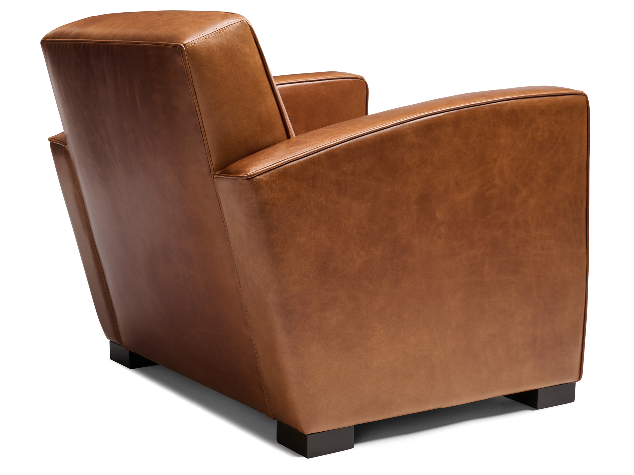 In stock - Atlas Leather Chair in Mont Blanc Caramel Leather - One only - rear angle angle