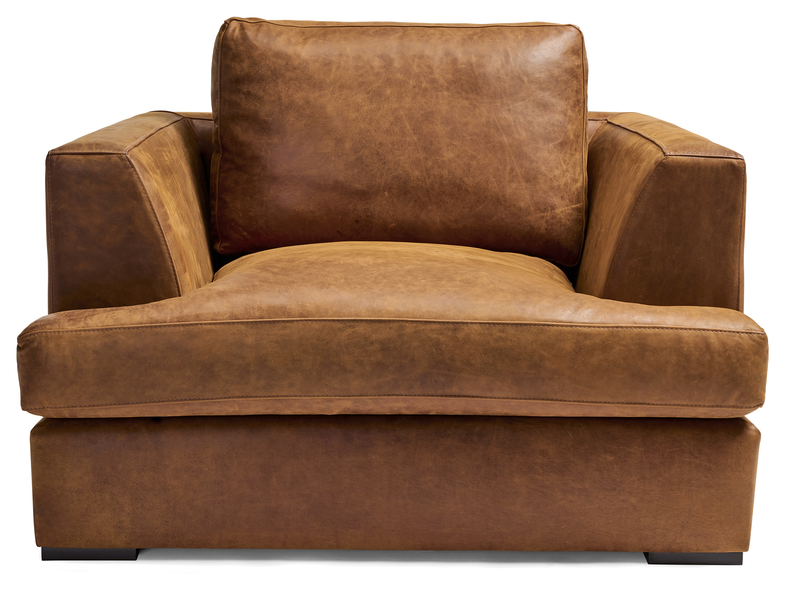 In stock Bruno Chair in Burnham Sycamore Full Aniline Nubuck Leather - front