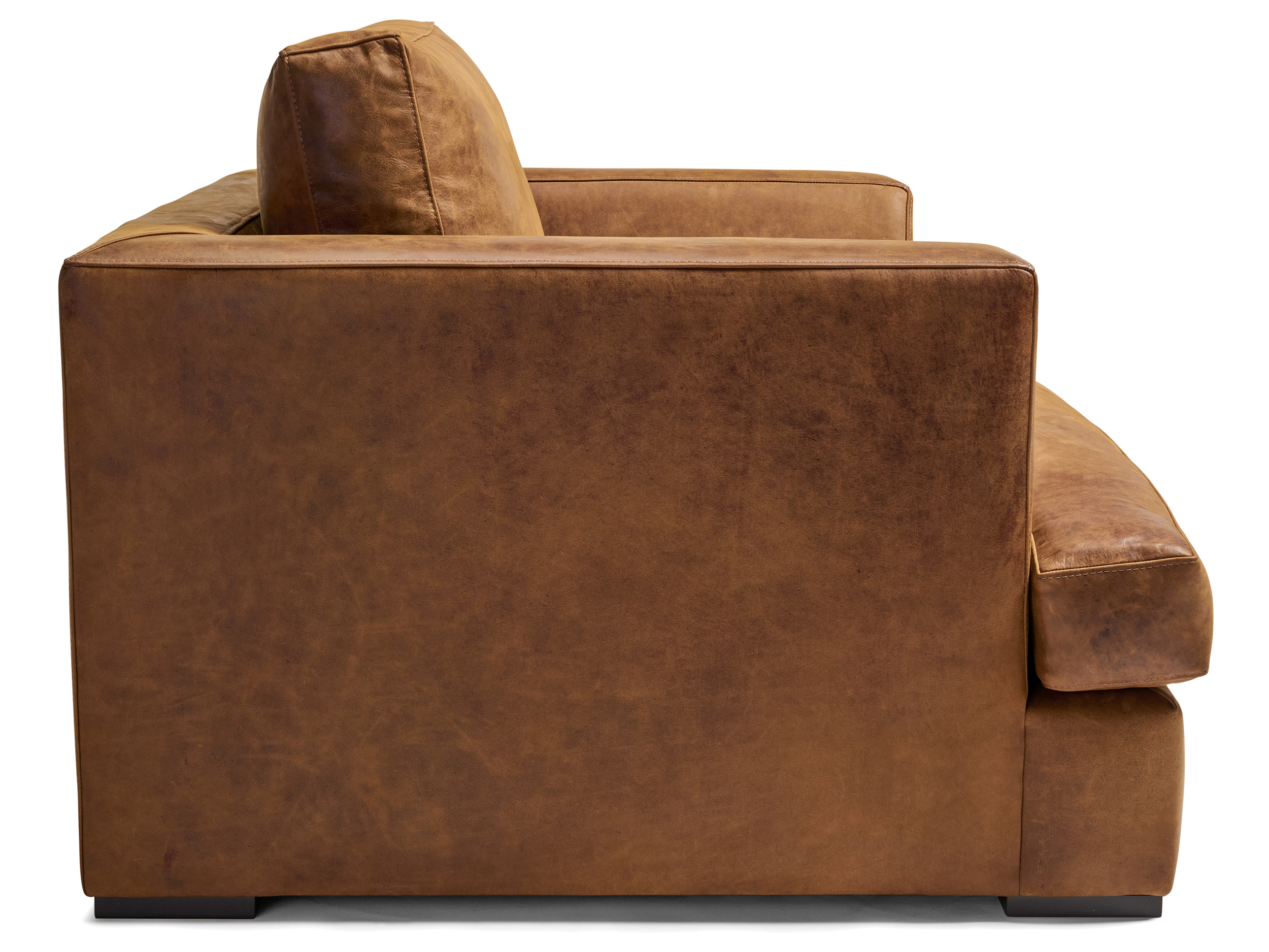 In stock Bruno Chair in Burnham Sycamore Full Aniline Nubuck Leather - side