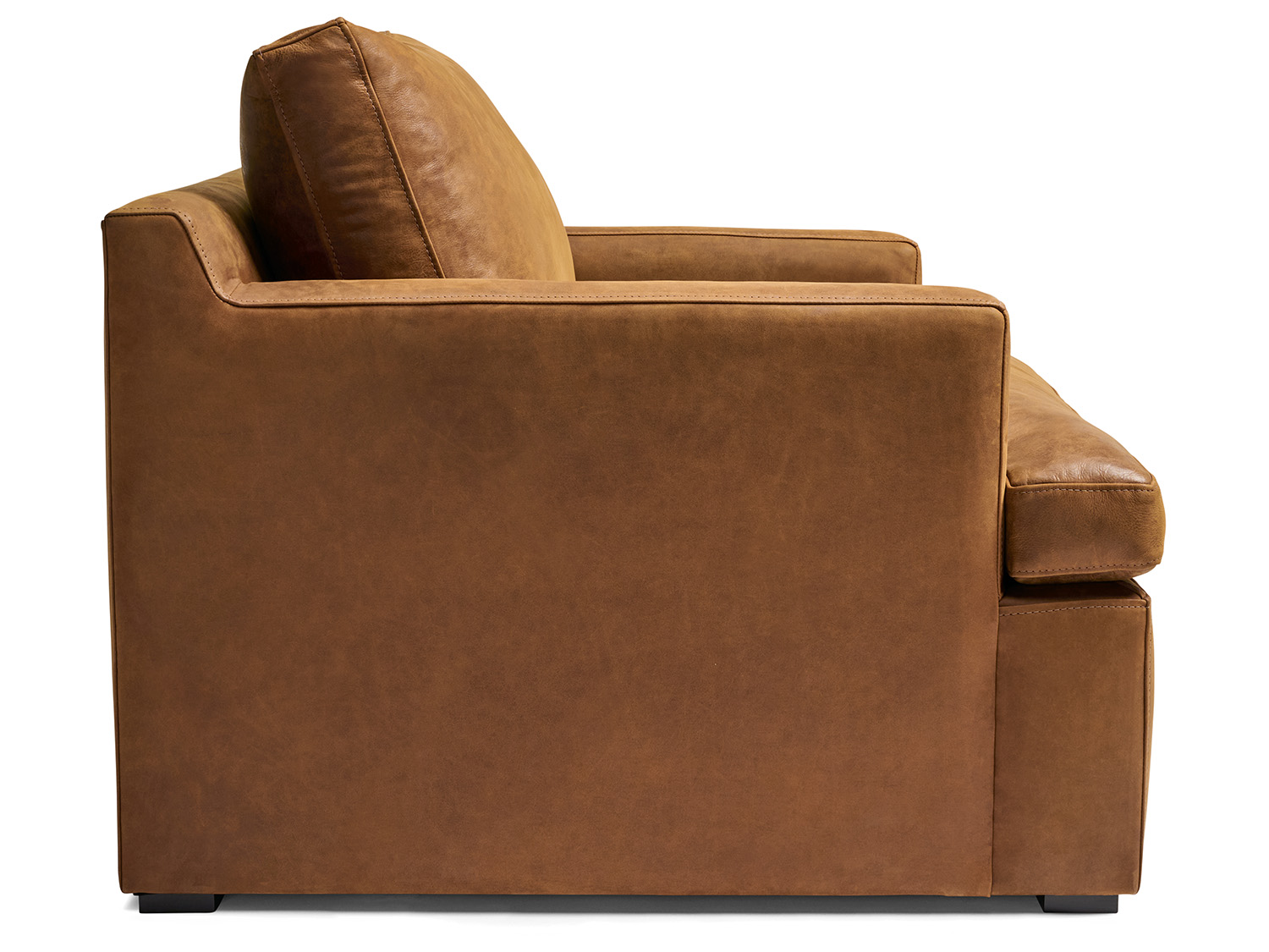 In Stock 36 x 40 Muir Track Arm Leather Chair in Full Aniline Burnham Sycamore Nubuck Leather - side