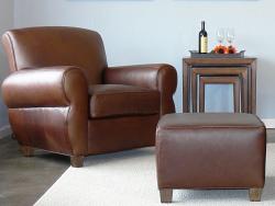 Midtown Leather Club Chair & Ottoman Set